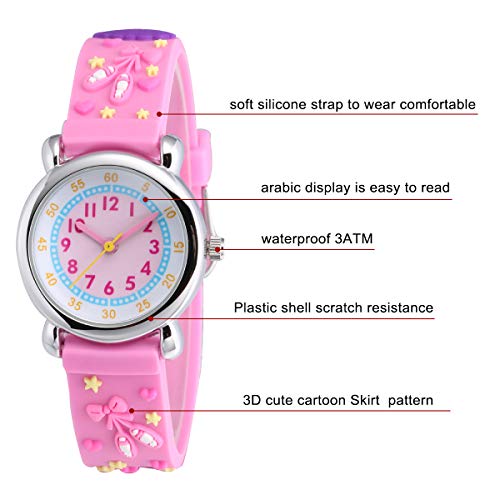 Image of Jewtme Kids Time Teacher Watches 3D Cute Cartoon Silicone Children Toddler Butterfly Wrist Watches for Ages 3-10 Boys Girls Little Child