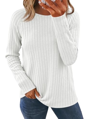 Cicy Bell Womens Long Sleeve Fuzzy Tunic Tops Knit Casual Dressy Pullover Sweatshirt Fall Loose Fit Crew Neck Shirts Blouse
