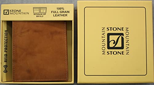 Mens Leather Bifold Wallet One Size Brown3