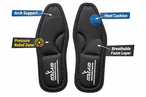 Image of Memory Foam Shoe Insoles Comfortable Insoles Supports Heel & Arch Absorbs Foot Sweat & Moisture Ultra Soft Cushioned Lightweight Durable Washable Pads for Men FORMAL SHOES INSOLE Black (1 Pair) (BLACK, 9)