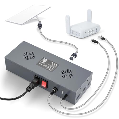 200W Gigabit PoE Injector for Starlink Gen 3 Dishy, 5-in-1 54V/3A Power Supply with USB-A 12V/3A, USB-C 5V/3A, AC 110–260V, Built-in Surge Protection, Wall-Mount, Ideal for RV/Home Use