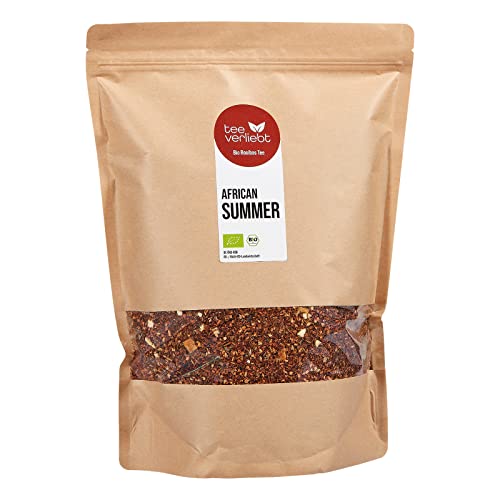 teeverliebt - Bio Rooibos-Tee African Summer 1000 g I loser Bio Rotbuschtee I Exotischer Geschmack nach Orange & Mango I Aus kontrolliert biologischem Anbau I 1 kg