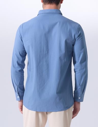 Mens Denim Shirt Long Sleeve Button Down Shacket Work Western Shirts Regular Fit Cowboy Casual Blouse4