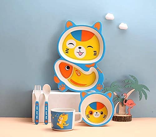 Smarklabs New Cat Dinnerware Plate Set Cartoon Design Crockery Set