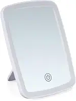 Espelho de Mesa com Luzes LED em 3 Cores para Maquiagem Cosméticos Portátil com Suporte de Apoio Iluminação Tipo Camarim, Touch, Zoom, Portátil para Penteadeira