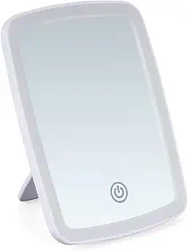 Espelho de Mesa com Luzes LED em 3 Cores para Maquiagem Cosméticos Portátil com Suporte de Apoio Iluminação Tipo Camarim, Touch, Zoom, Portátil para Penteadeira