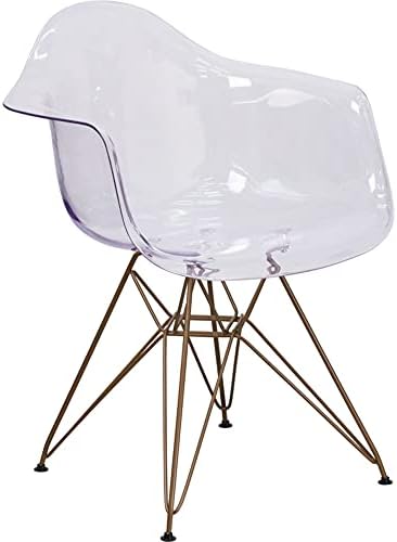Flash Furniture 2 Pack Allure Series Transparent Side Chair with Gold Base
