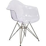 Flash Furniture 2 Pack Allure Series Transparent Side Chair with Gold Base