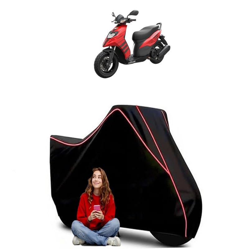 Image of Storm 125 BS6 Scooty Bike Cover Water Resistant Outdoor Use Universal Fit Scooters Motorcycles Heavy Duty UV Protection Dust Rain Scratch Resistant Elastic Bottom Black Blue Piping