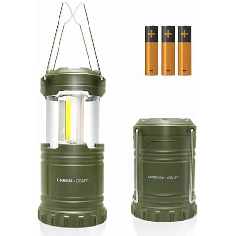 Lewis N. Clark Collapsible Camping Lantern | LED Portable Lantern for Indoor or Outdoor Use | Waterproof Lamp with Batteries Included | For Camping, Backpacking, Hiking, or Power Outage | Hunter Green Cover