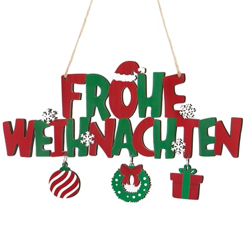 MEJOSER Frohe Weihnachten Deko Schild Weihnachtsdeko aus Holz...