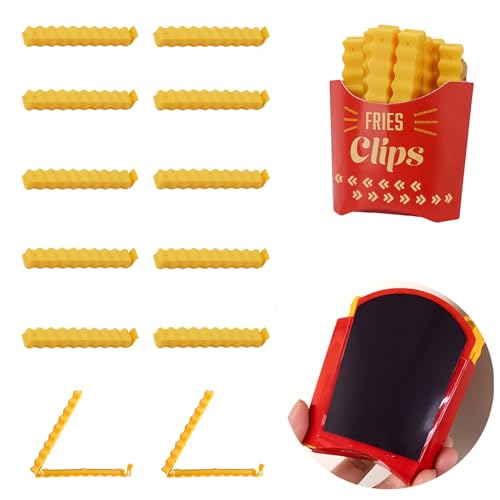 Magnetic-Fries-Clips-Set-of-12-Clips-with-Durable-Plastic-Holder-Keep-Food-Fresh-Organized-Novelty-Design-for-Fridge-Seal-Chips-Bags-Packages-Cute-Practical-Kitchen-Accessories