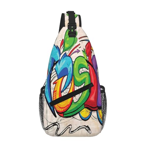Sac à dos à bandoulière style graffiti musical idéal pour le skate et la ville