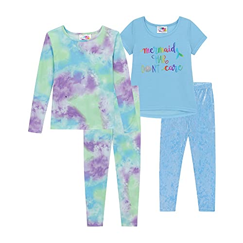 BTween 4 Piece Girls Sleepwear, Girls Pajamas with Long and Short Sleeve Shirts