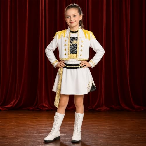 Yeria Costume pop star pour fille – Tenue à franges blanches 3 pièces – Déguisement d'artiste de scène K-Pop Rumi avec gants et bandeau, pour 3 à 4 ans, taille 120, Halloween, carnaval – vue 7