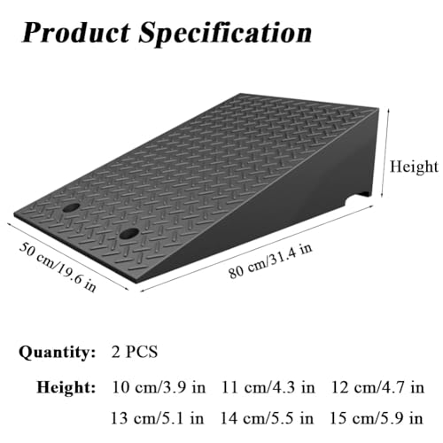 Rampas para bordillo 2 unidades, altura de elevación 3,9-5,9 pulgadas (10-15 cm), estructura estable con rejilla y 4 tornillos de expansión, capacidad de carga 7716 lbs miniatura 5