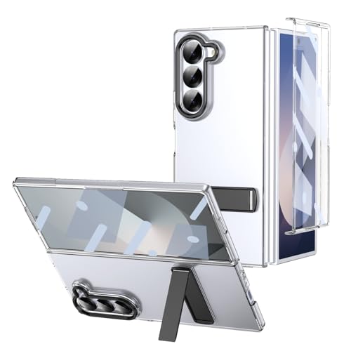 Coque Samsung Z Fold 5 étui transparent noir avec support pour vos déplacements