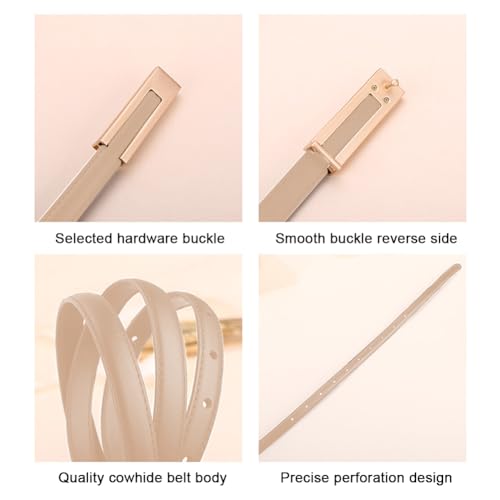 Women’s Skinny Leather Belt Slim Waist Belts with Gold Buckle Fashion Thin Waistband for Dresses Suit3
