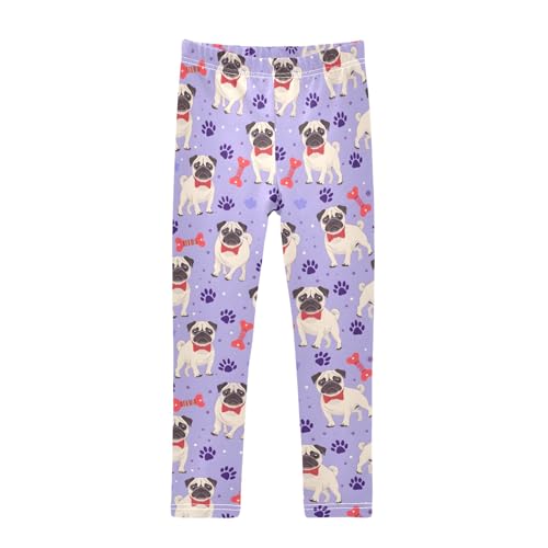 Girls' Athletic Leggings Ankle Length Yoga Dance Pants Kids Teen 4T Dog Bones Paw Prints
