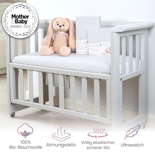 Spannbettlaken Kinderwagen 40x90 Aus 100% Bio-Baumwolle – Waschbar & Ultraweich Grau 2er-Set Spannbettlaken - Für Baby – Ansicht 3
