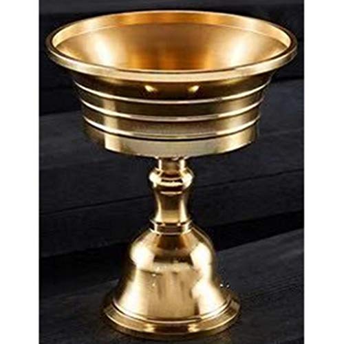 Jili Online Copper Crafts Tibetan Tealight Candle Holder Ghee Butter Lamp Candle Set (Copper Holder) Desk Decor Handicrafts - Dia 76mm