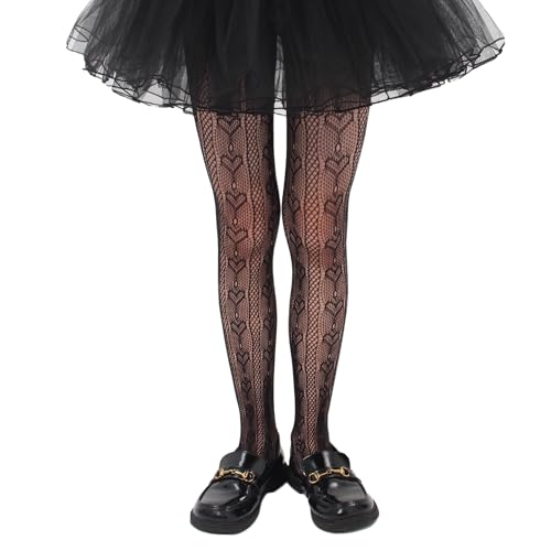 Image of Girls Lace Fishnet Tights Toddler Sheer Patterned Stockings Hollow Dance Pantyhose for Kids Halloween Tights