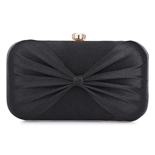 Image of KNOOS Women's Bow Frame Clutch Bags | Detachable Chain Sling Strap | Ladies Purse Wallet