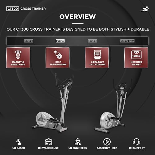 JLL® CT300 Home Luxury Elliptical Cross Trainer, 2025 New Magnetic Resistance Elliptical Fitness Cardio Workout with 8-level Magnetic Adjustable Resistance, Two Way Flywheel. Silver Colour - Image 3