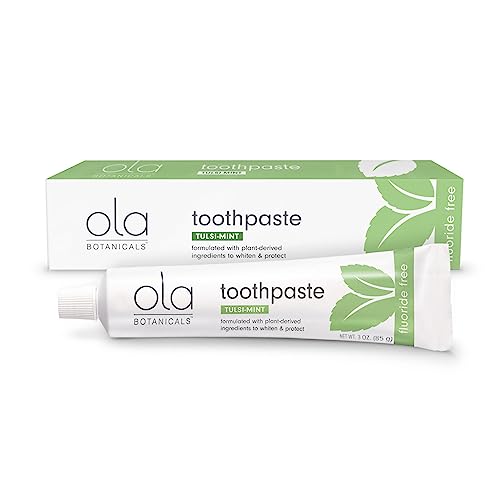 Dr. Mercola Ola Botanicals Toothpaste - Fluoride-Free Toothpaste - Natural Plant-Based Tooth Cleaner - No SLS or Artificial Additives - Tulsi-Mint Flavor - 3 oz