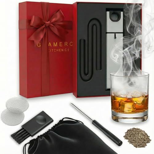 Cocktail Smoker Kit Holiday gift set - Indoor Drink & Food Infuser with Wood Chips | Old Fashioned Whiskey Bourbon Smoker Gift