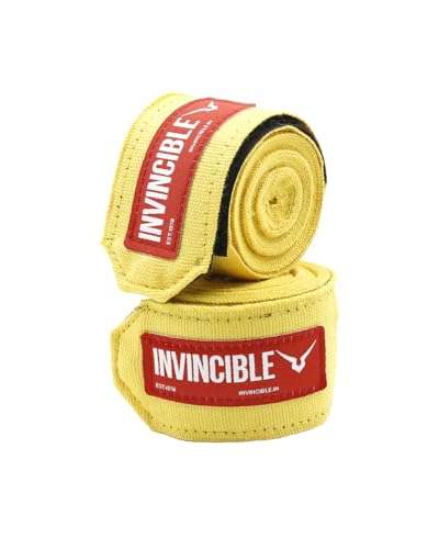 Image of Invincible Mexican Style Semi-Stretch Hand Wraps Yellow 4.5 Meter