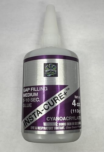 Bob Smith Insta-Cure+ Medium Viscosity Gap Filling CA Glue, 4 oz Purple Label Bottle, 5-10 Second Set Time, Cyanoacrylate. BSI, Hobby Bolts, Made in The USA!