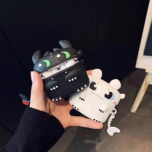 Image of for Airpods Pro 2019 Pouch Case Cover Headphones Soft Silicone Cartoon Character Cover with Keychain, 360-degree Protection (Dragon)