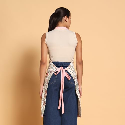 Image of ishro home Premium Apron for Kitchen Cotton | Luxury Kitchen Apron with Large Front Pocket | Adjustable Fit | Stain-Resistant, Machine Washable |