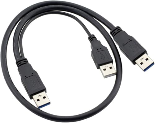 Image of USB 2.0 Type-A to Dual USB Type-A Extra Power Y Cable Two A Male to USB Male for External Hard Disk Super Speed upto 5Gbps (Black)