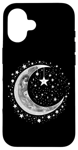 Galaxy Night Sky Moon Lunar Stars Love X}zP[X iPhone 16 p