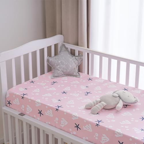 Image of PHF 3 Pack Soft Mermaid Crib Sheets Fitted, Silky Comfy Breathable Baby Sheets for Boys Girls Neutral, 28x52 Inches Fits Standard Crib and Toddler Mattresses, Mermaid