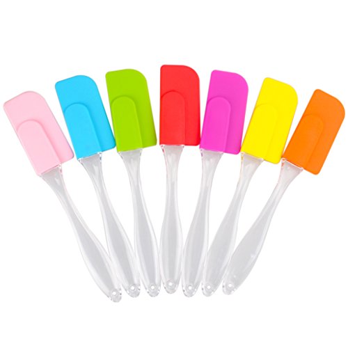 Docik 7-Piece Small Silicone Spatulas, Heat Resistant Easy Flexible Premium Silicone Kitchen Cooking Utensils Set, Non-Stick Baking Spatulas Scraper Mixer (Multicolor)