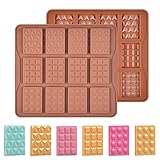 Fimary 2 Pcs Break Apart Candy Molds Silicone Shapes Mini Chocolate Bar Silicone Molds Set, Small Molds for Wax Melts(B)