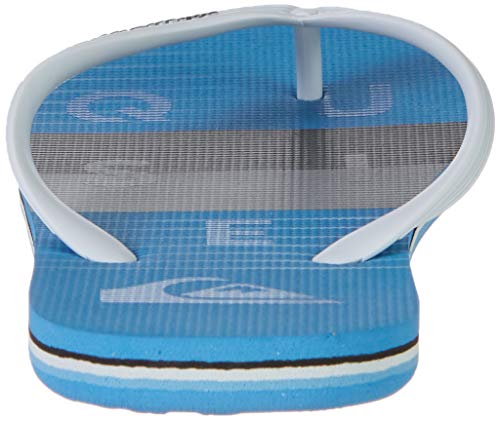 Quiksilver Molokai Word Block-Flip-Flops para Hombre, Chanclas, Blanco, Gris y Azul, 43 EU