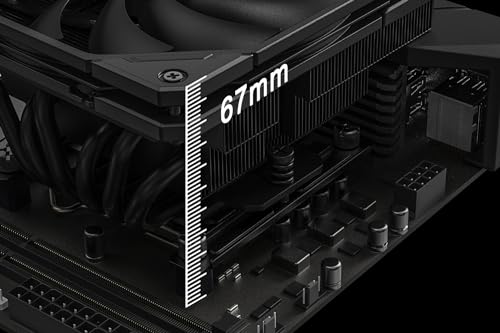 ID-COOLING IS-67-XT BLACK 67mm Height Low Profile CPU Cooler 6 Heatpipes CPU Air Cooler for HTPCs, ITX, and Small Form Factor Builds, 120x15mm Slim Fan, Support Intel LGA1700/1200/115X, AMD AM5/AM4 - Image 3