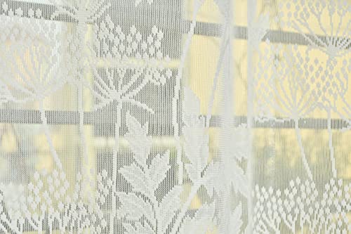 Image of Heavy Polyester Beautiful Floral Design Tissue Net Window Curtains 5 Feet Long Set of 3 | 4 * 5ft | Parda for Living Room and Bedroom | Cream Curtains