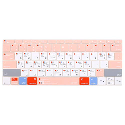 MOSISO Keyboard Cover Compatible with MacBook Pro 13 inch A1708 Without Touch Bar 2017 2016 Release & Compatible with MacBook 12 inch A1534, Silicone Protective Skin, Mac OS X Shortcut, Rose Quartz