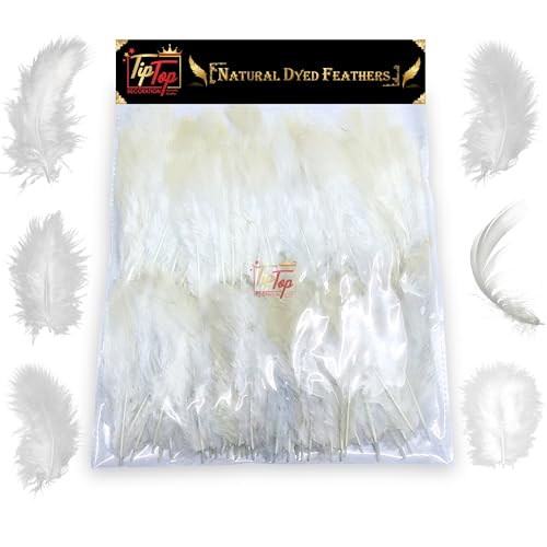 Image of Natural Dyed Feathers 10 cm (80 pieces) (Natural Dull White)