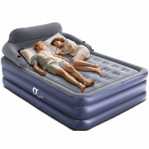 A-ER-FA Queen Air Mattress with Detachable Headboard and Cup Holder - 20 Height 700lbs Capacity...