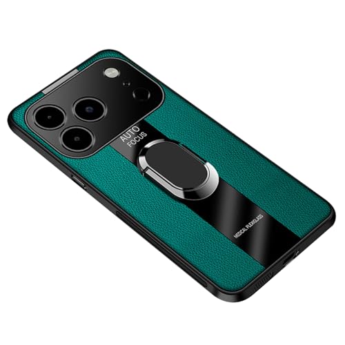 Coque en cuir vintage pour iPhone 17 Pro, étui fin chic et magnétique vert