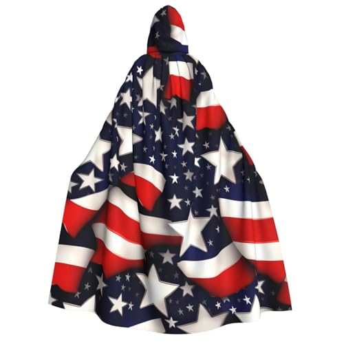 Cape à capuche unisexe médiévale drapeau américain pour cosplay et fête