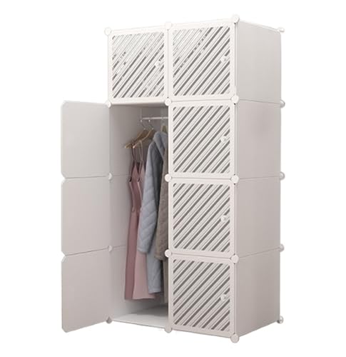 Armario combinado de plástico con estantes esquineros, almacenamiento de ropa resistente para dormitorio, hogar o dormitorio, dimensiones: 111 x 47 x 147 cm