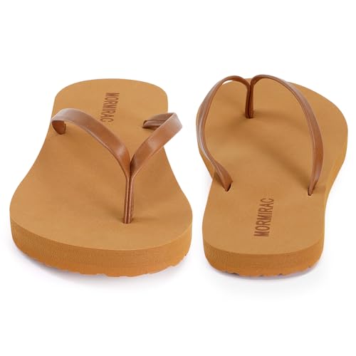 Image of Womens Slim Leather Comfortable Flip Flops Summer Beach Thong Sandals Arch Support Non Slip