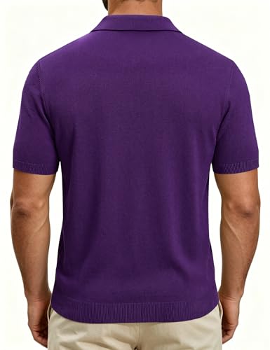 Camiseta polo informal para hombre Barry.Wang, tejido acanalado, manga corta, botones, ideal para verano, playa, vacaciones, golf y ocasiones casuales miniatura 5